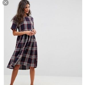 ASOS Plaid Smock Midi Dress